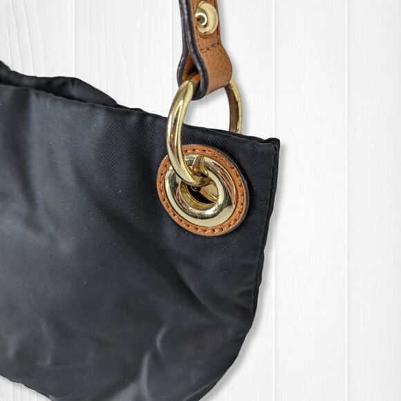 Vince Camuto Womens Sling Bag Adjustable Strap Tasseled Black and Brown - Picture 3 of 7